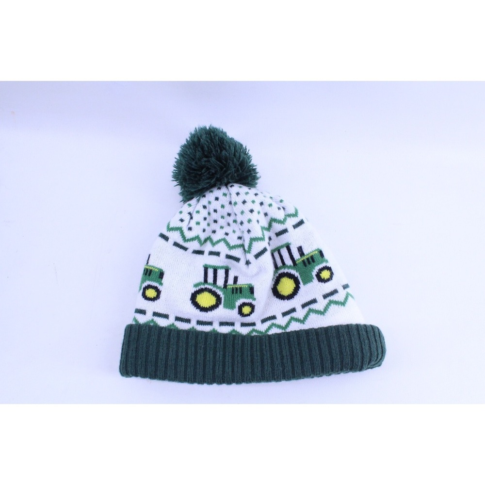 John Deere Tractor Pom‎ Pom Sherpa Lined Beanie Winter Hat  Toddler One Size